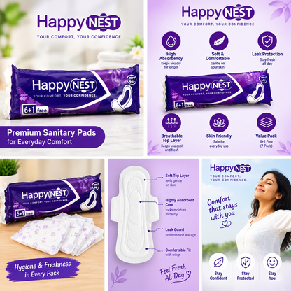 HappyNEST Sanitary Pads 6 Pack – ₹199 Online