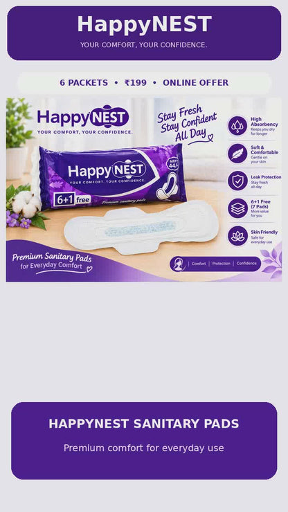 HappyNEST Sanitary Pads 6 Pack – ₹199 Online